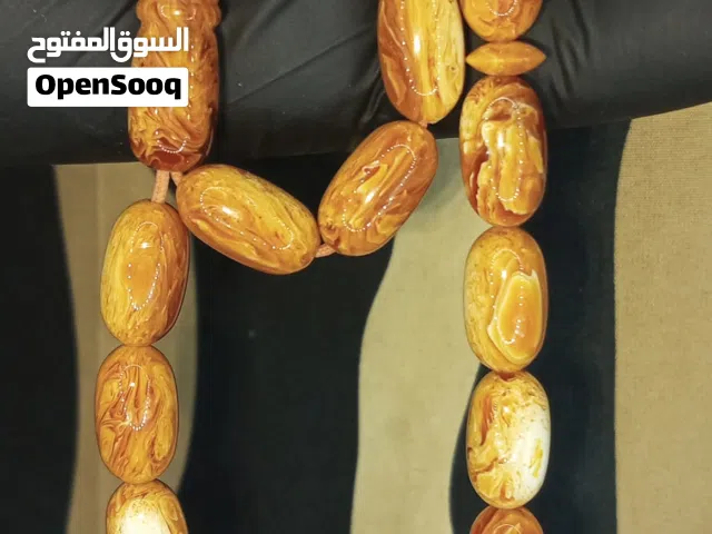 سبحة من حجر الكهرب البولوني الطبيعي برائحة العنبر الفواحة مع الاستعمال والحرارة