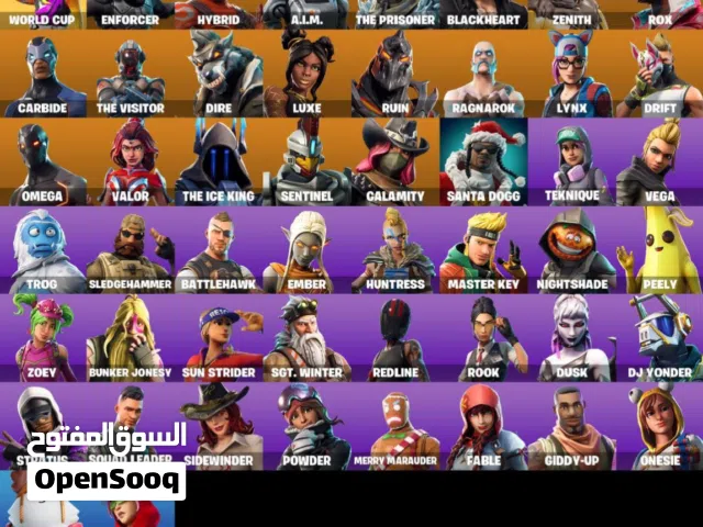 حساب فورت نايت نادر فل اكسس كامل المعلومات 51 سكن