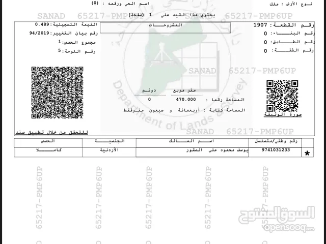Mixed Use Land for Sale in Amman Zinat Al-Rubue