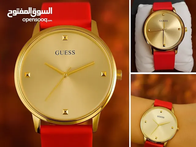 ساعة GUESS نسائية أصلية – تصميم أنيق مع سوار احمر جريء