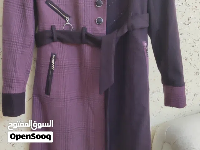 جلباب ستاتي شتوي ثقيل مبطن لون باذنجاني فاتح غامق