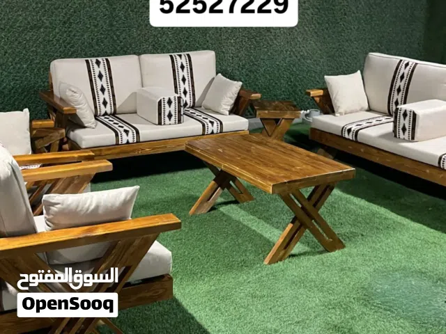 جلسات خارجية كراسي خشب مراسي حديد