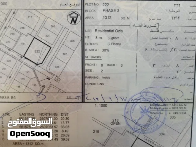 ارض سكنيه في وادي الكبير  بالقرب من مسجد الجلاله