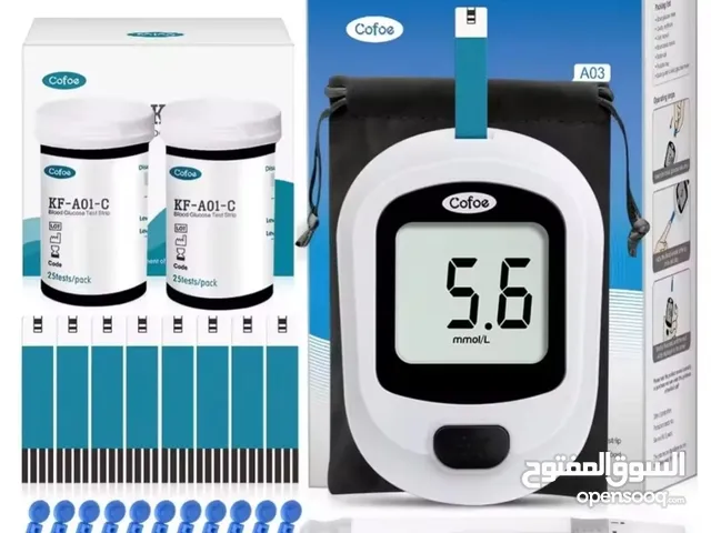 للبيع جهاز قياس السكر في الدم جديد مع 50 شريحة و 50 ابرة وحقيبة وقلم الابره و بطارية السعر 12 دينار