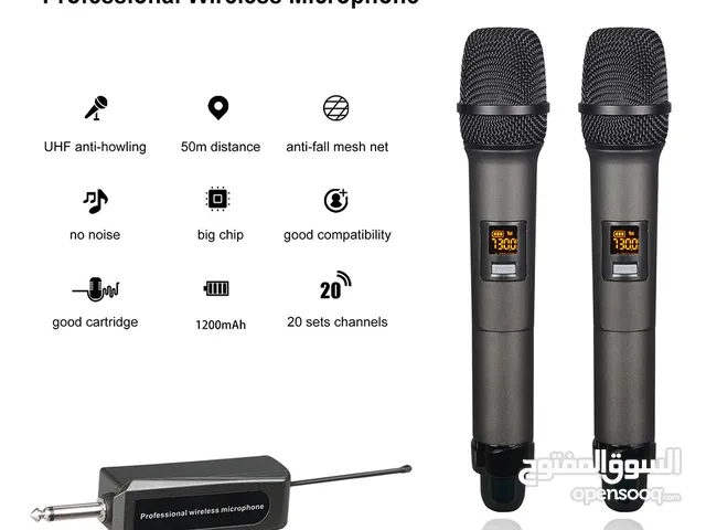ميكرفون دبل يدوي لاسلكي W15 UHF Dual Channels Wireless Microphone Metal Handheld