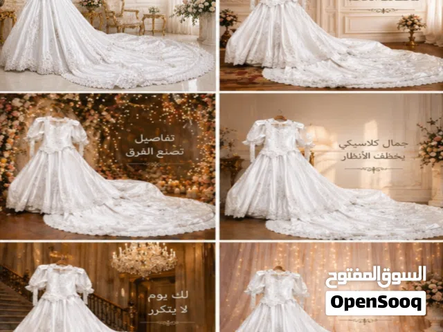 فستان ابيض راقي بتصميم كلاسيك مناسب للاطلاله هاديه مميزه يخطف الانظار