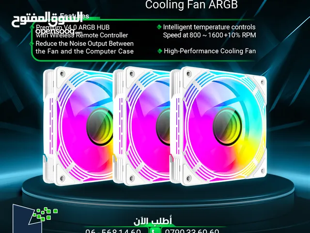 مروحة تبريد  هوائي بيسي كمبيوتر مضيئ   KF300 WH Cpu cooling RGB Fan