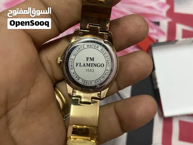 كوارتز مقاوم للماء إف إم فلامينغو بدون ظهر فولاذي سويسري