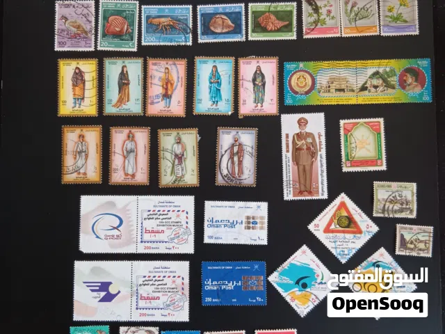 عدد 36 طابع عماني من فترة الخمسينات والسبعينات والثمانينات فما فوق