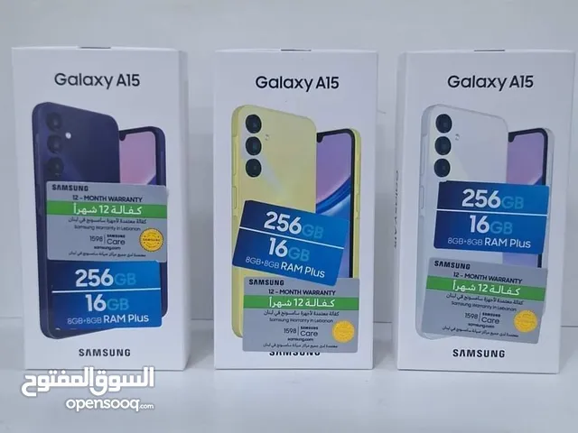 جديد بالكرتونة Samsung A15 رام 6 و 8 جيجا 128 و 256 مكفول سنة أغراضة والكرتونه متوفر توصيل