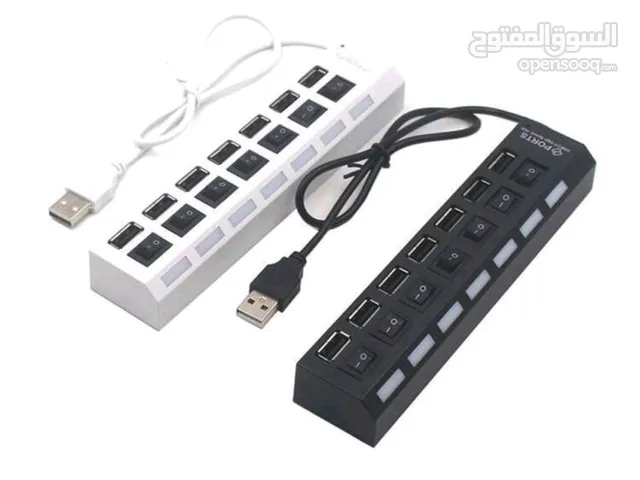 جهاز محول من usb واحد الي 7 مخارج usb متعدد الوضائف ويحتوي على زر تشغيله واطفاءه