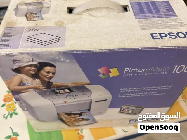 طابعة ايبسون موديل قديم طباعة صور مقاس 10/15cm  معها سلكين لالها