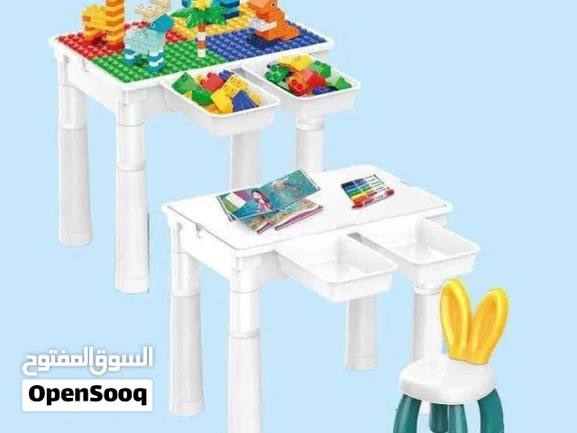 طاولة ليجو مع كرسي 102 قطعه حجم صغير وبرضو بتزبط طاولة دراسه  الارتفاع من 31.50 الى 37.50 سم