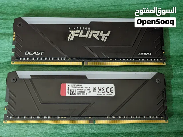 رامات ddr4 للبيع 16gb (8*2) Kingston fury Beast RGB 3200mhz cl16