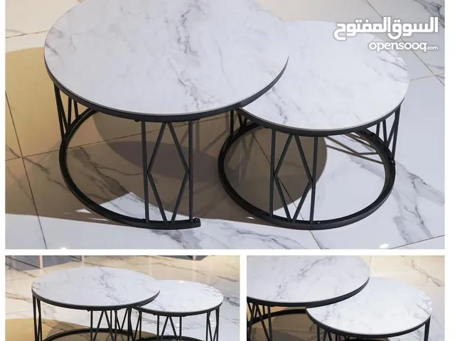 طقم طاولات قطعتين وسط شايش جرانيت قواعد حديد مغلفن مقاوم للصدأ عرض حصري لطاولات الترند