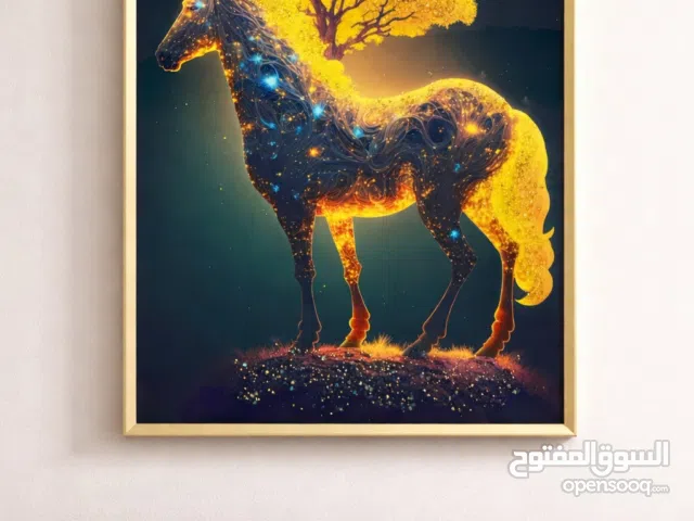 The Luminary Stallion  Mixed-Media Wall Art  Hand-Embellished with Beads