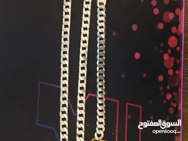 Silver set bracelet and necklace ( Cuban link) طقم فضه سنسال و اسواره كيوبن لنك