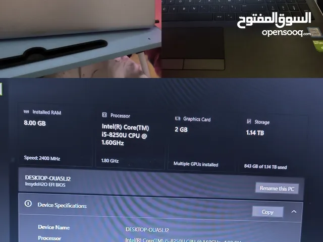 Laptop Hp model 15da win 10 8GB 1 TB