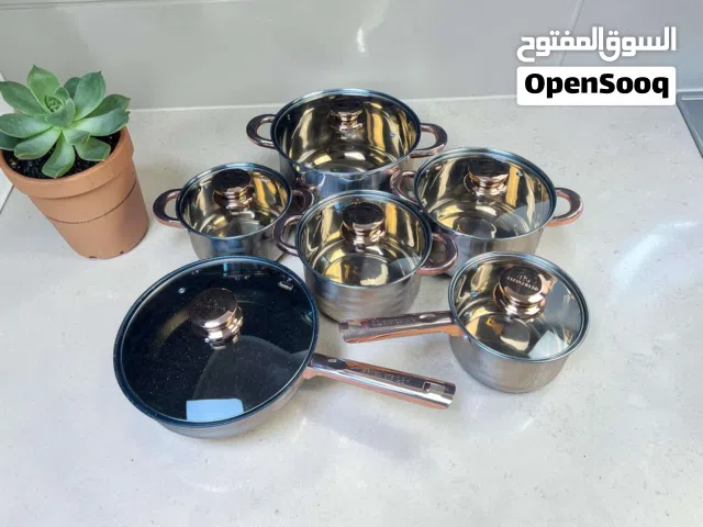 طقم قدور ومقالي ستانلس ستيل 6 قطع