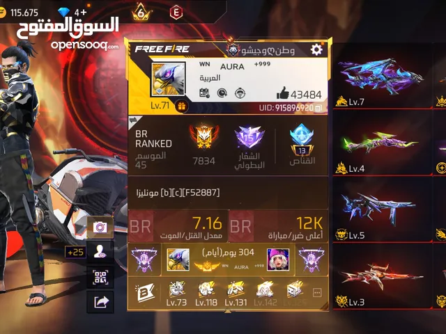 Free Fire Accounts and Characters for Sale in Zarqa
