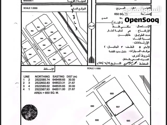 ارض سكنية المراني مربع /1