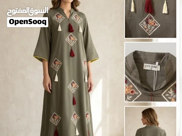 جلابية (قفطان) راقية باللون الزيتي