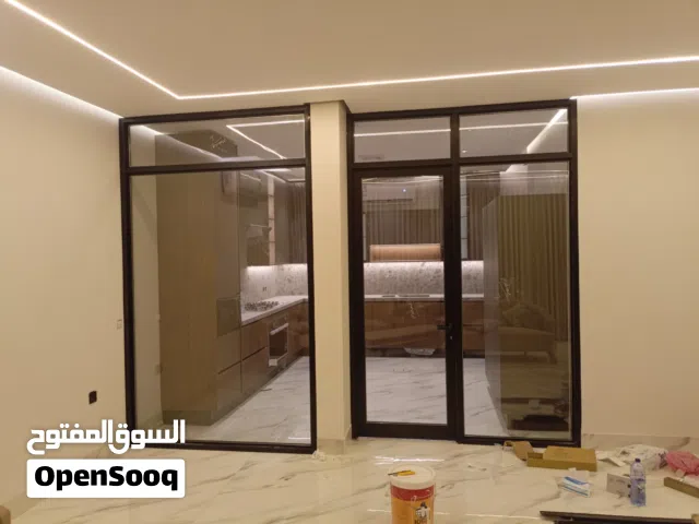 partitions aluminum with door and glass  فواصل ألمنيوم مع باب وزجاج