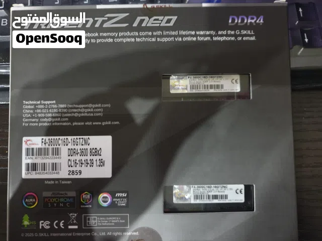 G.Skill Trident Z Neo 16GB (2x 8GB) Kit DDR4 3600 MHz .. تاريخ الانتاج 11 2025 _ اقرأ الوصف