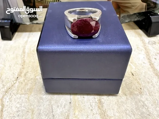 خاتم فضة ( حجر ياقوت ) مقاس 22
