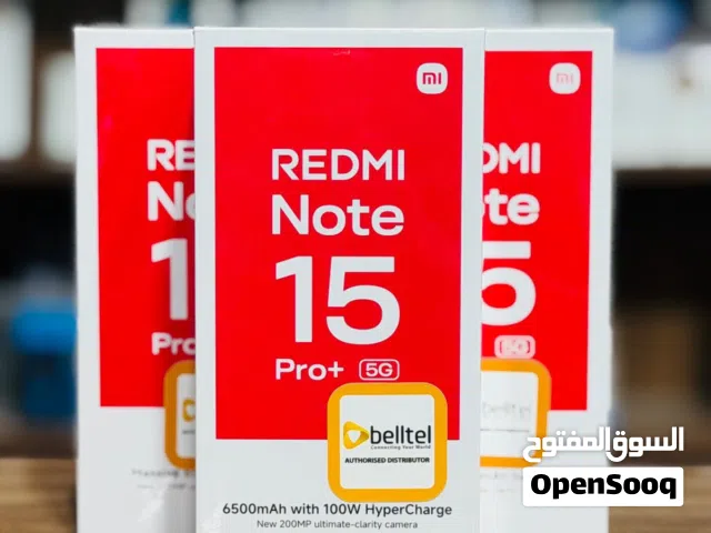 ريدمي نوت 15 برو بلس 5G , ذاكرة 512GB رام 12 جديد ضمان سنة