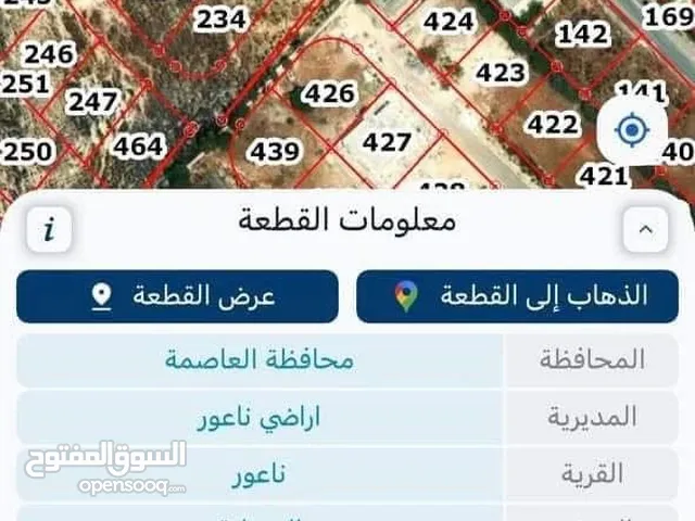 قطعة ارض للبيع في محافظة العاصمة أراضي ناعور شارع السلام على شارع الحوض العويلية خلف قصر السفير