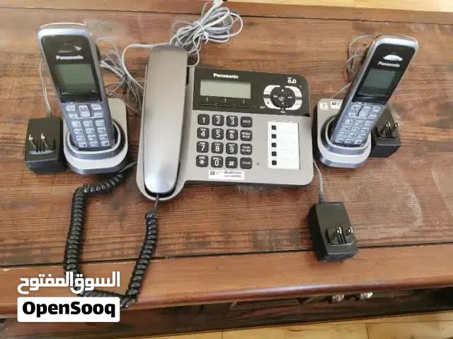 للعيادات والمكاتب والشركات ومكاتب الموظفين ...  طقم تلفون ارضي بناسونيك Panasonic لاسلكي قطع 3