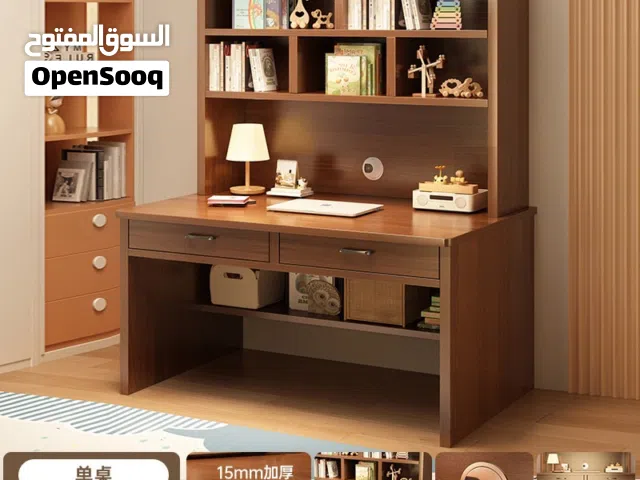 مكتب دراسي فاخر - طاولة دراسية - مكتب خشبي فاخر برفوف علوية و جرارين