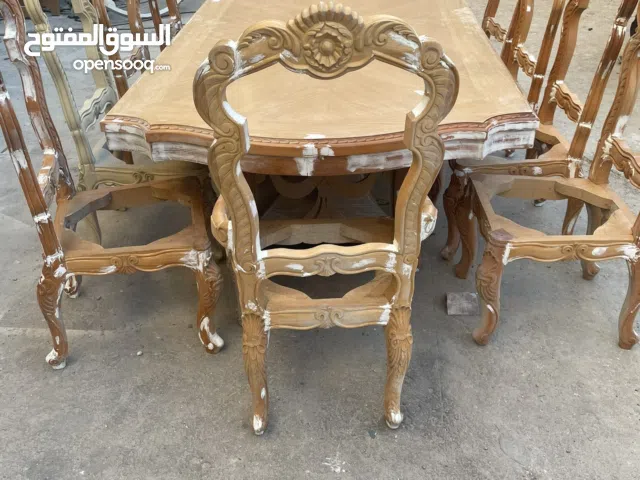 غرفه سفره فخمه خشب 10 مقاعد غير مدهونه