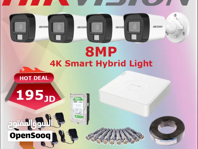 نظام 4 كاميرات مراقبة  8MP بتقنية Smart Hybrid Light مع تصوير ليلي ملون تتوفر خدمة التوصيل