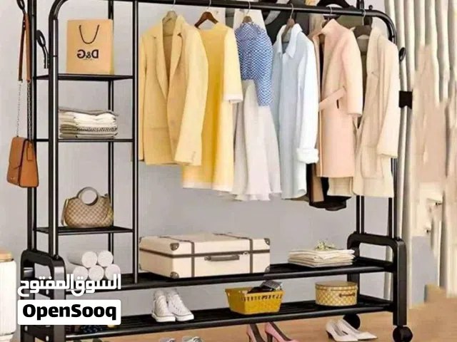 Double Pole Heavy Duty Garment Rack with Shelves and Wheels