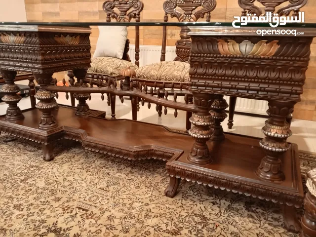 اثاث قصر فخم تحف ، طقم كنب حجم كبير خشب باكستاني 10 مقاعد ، طاولة سفرة باكستاني ..........