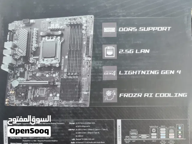 تجميع كامل بدون كرت شاشة  :  AMD CPU R7 7800X3D TRAY  MB MSI B650M-P  DDR5 32GB 6000 ADDLINK RGB  LE