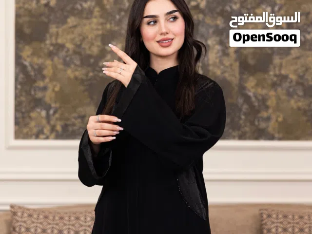 عبايات إسلامية حرير فرسان اسود فاحم