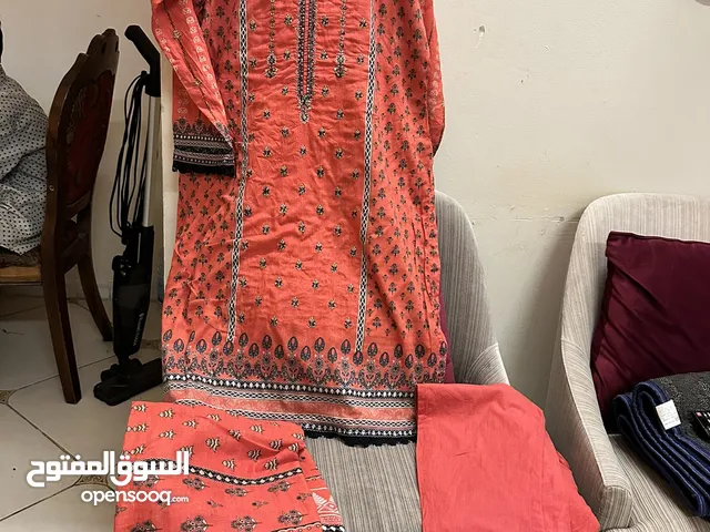 Go away price Pakistani lawn three piece suit Elegant Red Dress with Intricate Embroidery