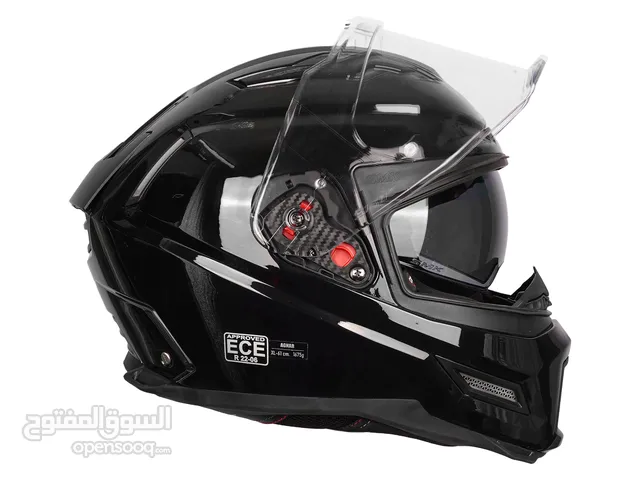 SMK glossy black helmet available DOT and ECE approved