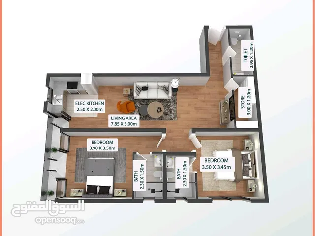 شقة 2BHK للبيع في الموالح تشطيب فندقي أقساط بدون فوائد