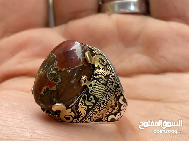 خاتم فضه مع العقيق اليماني