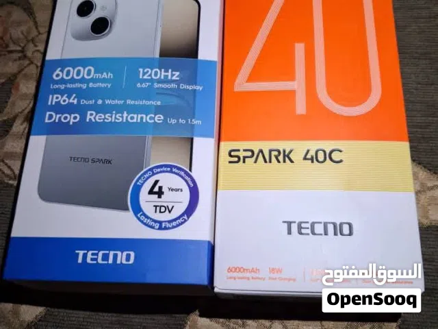 جهاز Tecno Spark 40c كفالة شغاله  استخدام اسبوع  256 جيجا  8 + 8 = 16 رام  6000 بطارية تدوم يومين  ا
