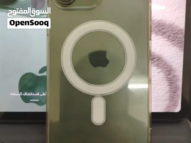 آيفون 13 برو ماكس أخضر 128 جيجابايت مستعمل بحالة ممتازة مع الكرتونة والشاحن والسماعات