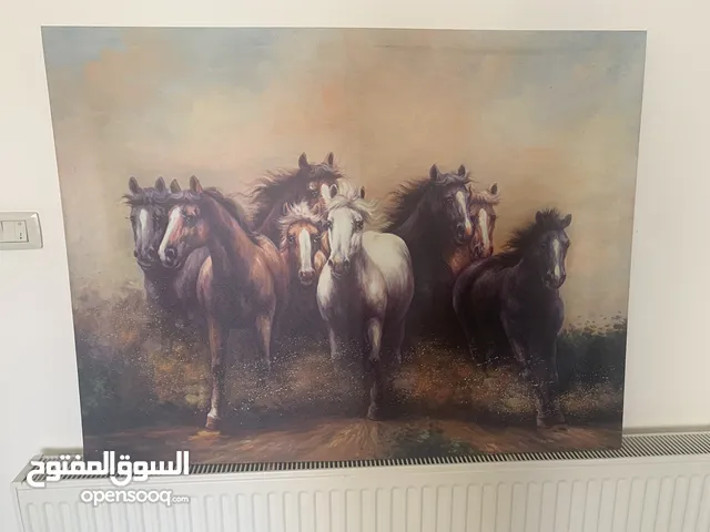 لوحة فنية خيول قياسها كبيرة  118cm x90cm