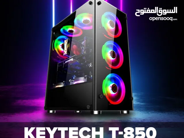 كيس جيمنج اسود للتجميعات فارغ مع 6 مراوح ار جي بي ملون - GAMING 6X RGB FANS BLACK GAMING CASE
