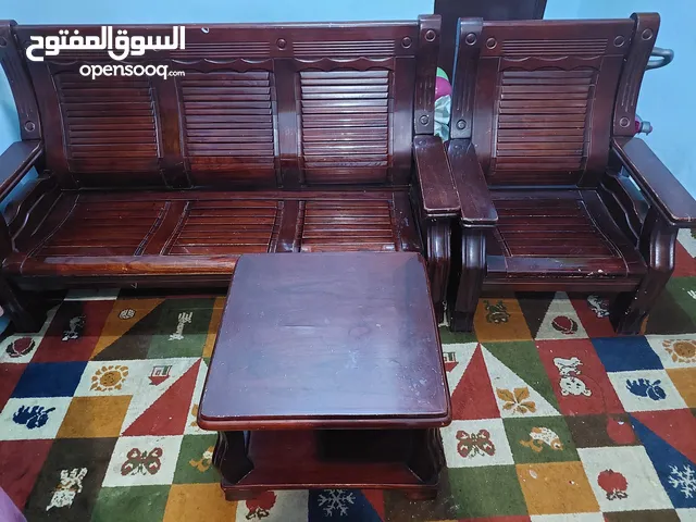 Classic Wooden Sofa Set – 3+1+1 with Center Table