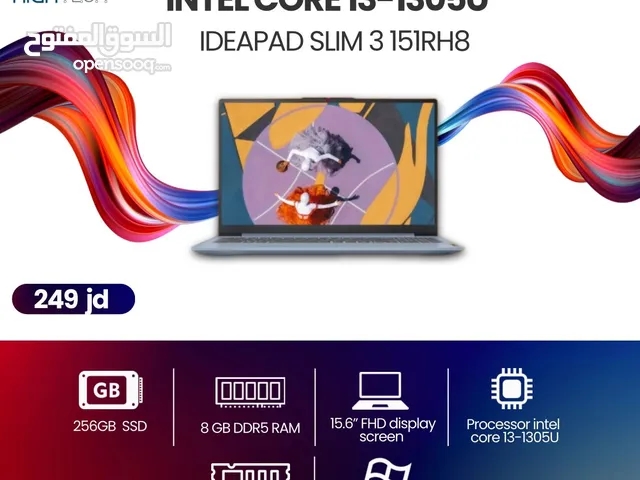 Lenovo intel core i3-1305U-15IRH8-انتل كور اي 3 8جيجا رام-256جيجا-15.6" فل اتش دي لابتوب.