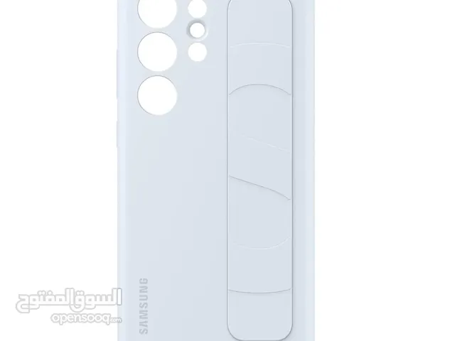 SAMSUNG Galaxy S24 Ultra Standing Grip Phone Case, Protective Silicone Cover Light Blue Color..